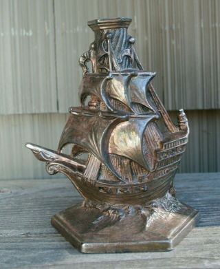 W.  B.  Mfg Co.  Weidlich Bros Nickel Silver Ship Boat Figurine Sail 652 Nautical