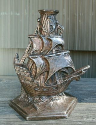 W.  B.  Mfg Co.  Weidlich Bros Nickel Silver Ship Boat Figurine Sail 652 Nautical 3