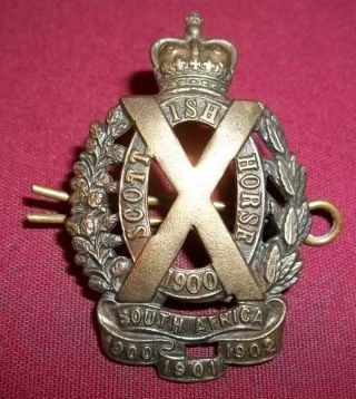 Scottish Horse Imperial Yeomanry Post Boer War Cap Badge Queen Victoria Crown