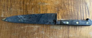 Vintage Old Carbon Steel Sabatier Chef Knife 9” Blade Wood Handle Signed