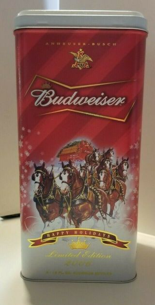 Budweiser Beer Clydesdales Holiday Tin W/ Hinged Lid - Limited Edition 2006