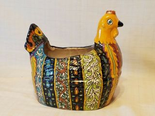 Talavera Mexican Pottery Chicken Planter - Multi - Colors