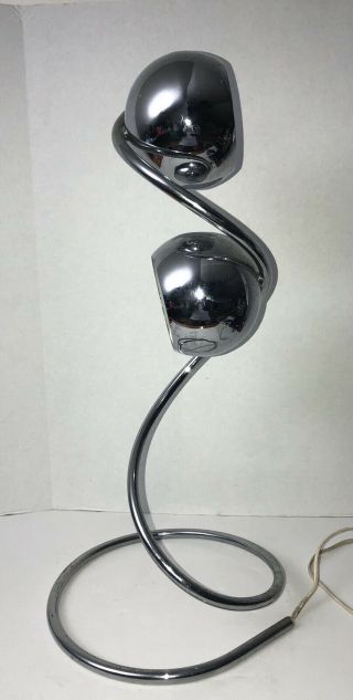 Vintage Mid Century Modern Large Chrome 2 Light Orb Eye Ball Lamp Light Rare