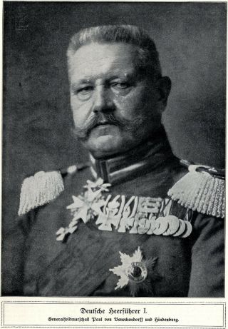 Hindenburg German Military Commander In World War 1