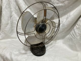 Vintage A.  C.  Gilbert 4 - Blade Fan 12 " Oscillating,  Black,  Two Speed Conn.  Usa