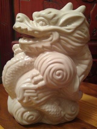 Vintage White Dragon Porcelain Figurine 7.  5 " H 5.  5 " W
