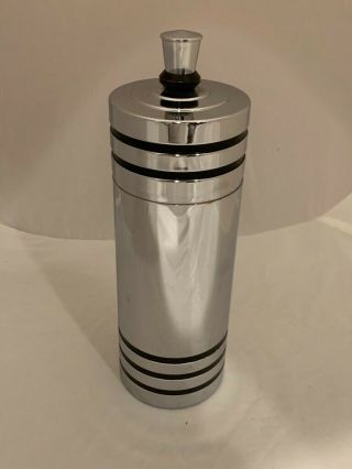 1930s Vintage Chase Gaiety Chrome Art Deco Cocktail Shaker With Strainer
