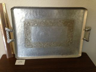 Vintage Everlast Metal Hand Forged Hammered Aluminum Serving Tray 12 X16 In.