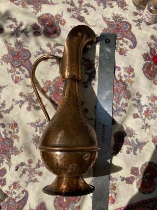 Vintage Hammered Copper Pitcher Vase 11” Tall No leaks 3