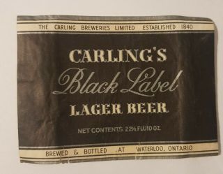 Old Beer Label From Canada/carling Breweries Ltd. ,  Carling 