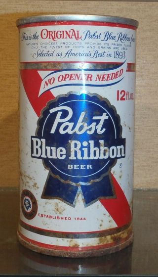 1969 Pabst Blue Ribbon No Opener Needed Pull Tab Beer Can Los Angeles Ca Tapa