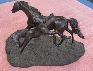 Franklin Gallery Horse Sculpture By Lanford Monroe " Foaling Around " 1984 11”