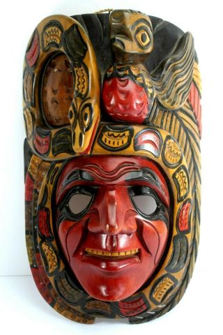 Large Wood Carved Tribal Mask Beautify Finished.