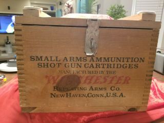 Vintage Winchester Western Wood Ammo Storage Box Small Arms Ammunition Box