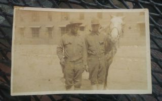 Ww1 Photo Postcard Of African Americans/horse/pistol