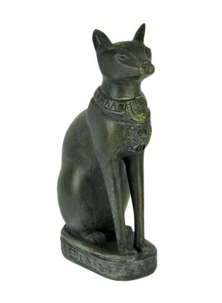 Zeckos Black Stone Finish Egyptian Cat Goddess Bastet Statue