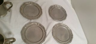 Vintage Crown Castle Ltd Pewter mugs and small plates queen Anne 3