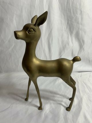 Large Vintage Brass Deer Doe Statue Figurine Decor