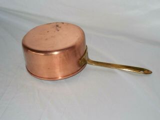 Vintage Pre - Owned Tin Lined Copper Pot With Brass Handle Portugal