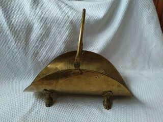 Vintage 21.  5” Brass Claw Foot Fireplace Log Fire Wood Holder Carrier