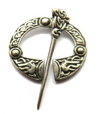 Vintage Scottish Celtic Silver Penannular Brooch By Robert Allison