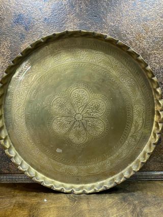 Large Cairoware Islamic Mamluk Revival Brass Tray / C 1900 / 22 "
