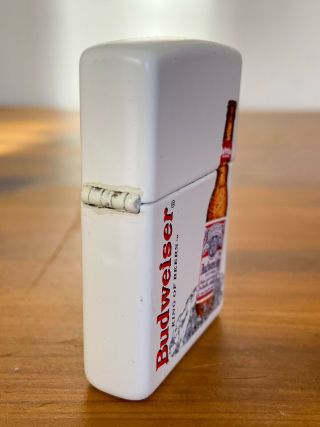 Vintage ZIPPO Lighter White Metal Budweiser Bottle RARE (2000) 2