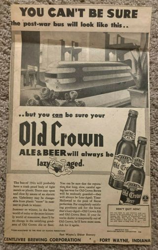 Centlivre Brewing Corporation Newspaper Advertisement Old Crown Ale & Beer