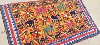60 " X 34 " Handmade Embroidery Old Tribal Ethnic Wall Hanging Decor Tapestry