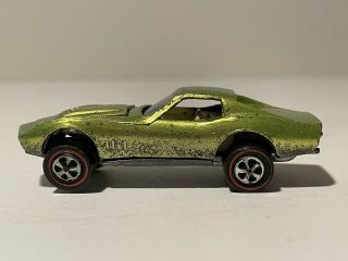 1968 Mattel Hot Wheels Red Line Custom Corvette Lime Green Vintage