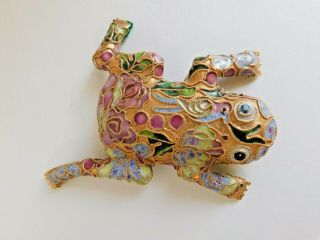 Vintage Embossed Chinese Cloisonné Frog Figural Figurine 4 "
