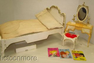Vintage Barbie Susy Goose Doll Bedroom Provincial Queen Bed & Vanity Set 1960s