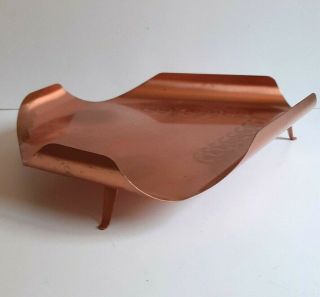 Copper Vintage Footed Tray Fantasy Copperware Canada Hand Wrought Curved Edge