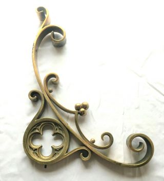 Vintage Large Heavy Metal Gold Colored Decorative Wall Corner Bracket Accent