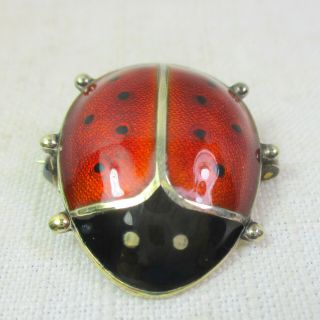 Vintage David Anderson Sterling Silver 925 Enameled Ladybug Pin - Signed