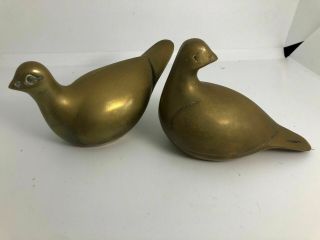 Vintage Pair Brass Dove Birds - Mid Century Figures