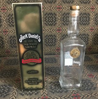 Vtg Jack Daniels Whiskey Bottle 1905 Gold Medal Commemorative Liege Belgium Bar