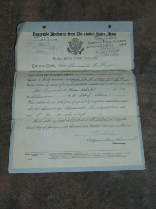 July 21,  1919 Wwi U.  S.  Army Honorable Discharge Certificate For Bernard Wise
