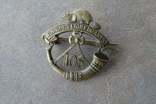 Orig Pre Wwi 106 Winnipeg Light Infantry Badge Early Form