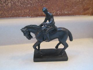 Cast Bronze Race Horse And Jockey Figurine