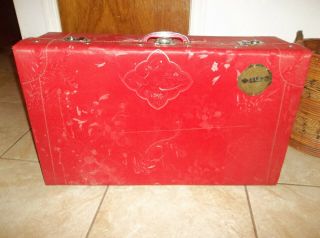 Vintage Chinese Red Luggage Suitcase Trunk Travel 30 
