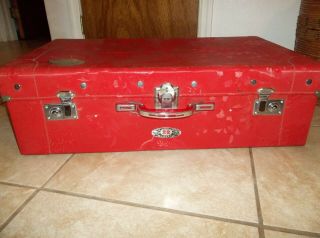 Vintage Chinese Red Luggage Suitcase Trunk Travel 30 