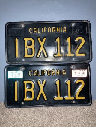 Vintage California License Plates Pair 1963 With 67 68 Tags