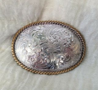 Montana Silversmiths Filigree Belt Buckle Oval Gold Rope Silver Plated Western