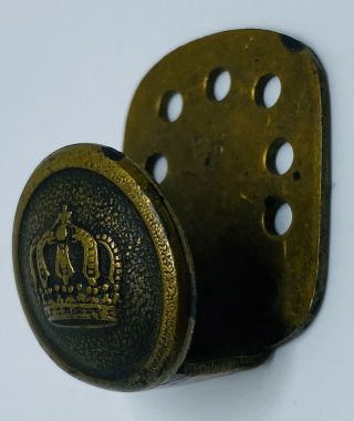 Wwi German / Prussian Imperial Army Bronze Crown Button Belt Hook