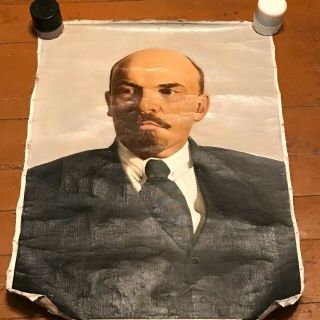 Vladimir Lenin Painting Oil Portrait Canvas 80x60 Ussr Propaganda Vintage Rare