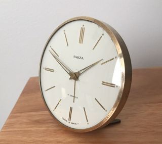 Vintage Swiza 7j Swiss Made Alarm Clock Serviced & In Order