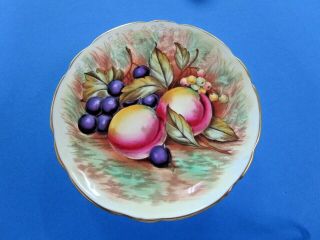 Vintage Aynsley Orchard Fruit Gold Trim Pedestal Bowl Signed D.  Jones,  England