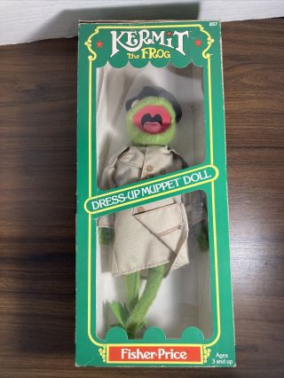 Vintage 1981 Fisher - Price Jim Henson Kermit The Frog Dress - Up Muppet Doll
