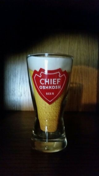 Chief Oshkosh Beer 1960 ' s Pilsner Style Vintage Beer Glass 2